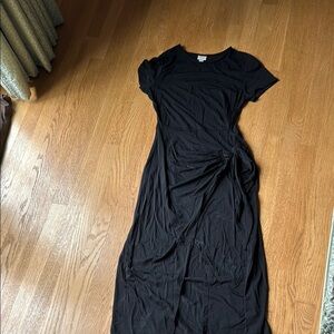 A New Day Black Ruched Sheath Maxi Dress